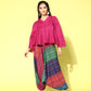 InWeave Women's Magenta Top With Multi Clr Harem Set - Swadesiicart
