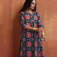 trueBrowns Black Ajrak Print A-line Kurta Set | Swadesiicart