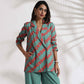 trueBrowns Green Cotton Print Jacket Top Co-ord Set - Swadesiicart