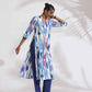 trueBrowns Blue Ikat Print Muslin Kurta Set | Swadesiicart