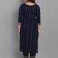 Indian Clothing Women's Navy Rayon Kurta Pant And Dupatta Set - NOZ2TOZ - Swadesiicart