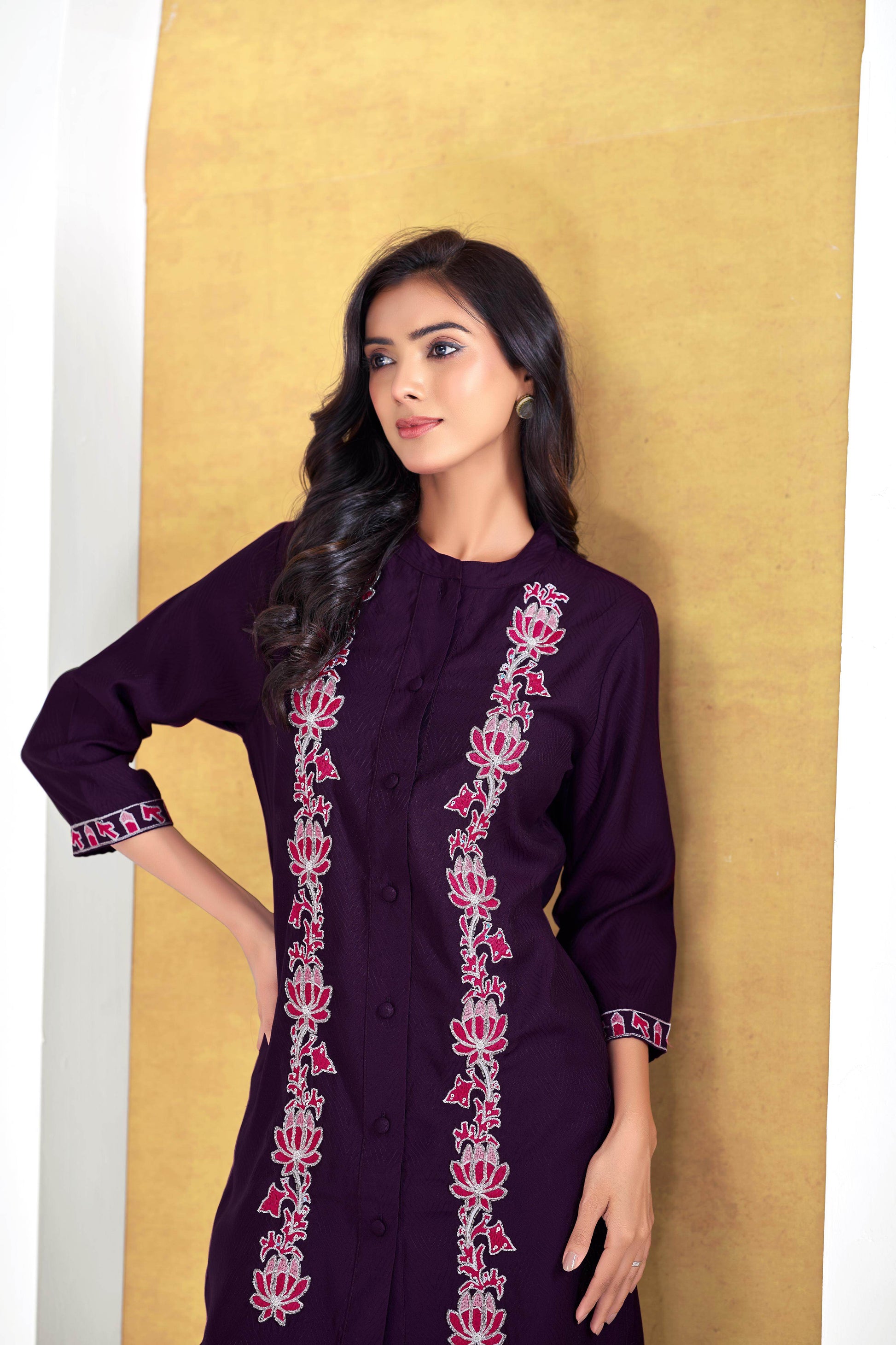 BulBul Deepti Chanderi Purple Co-Ord Set - Swadesiicart