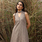 trueBrowns Grey Cotton Embroidered S/L Kurta Set | Swadesiicart