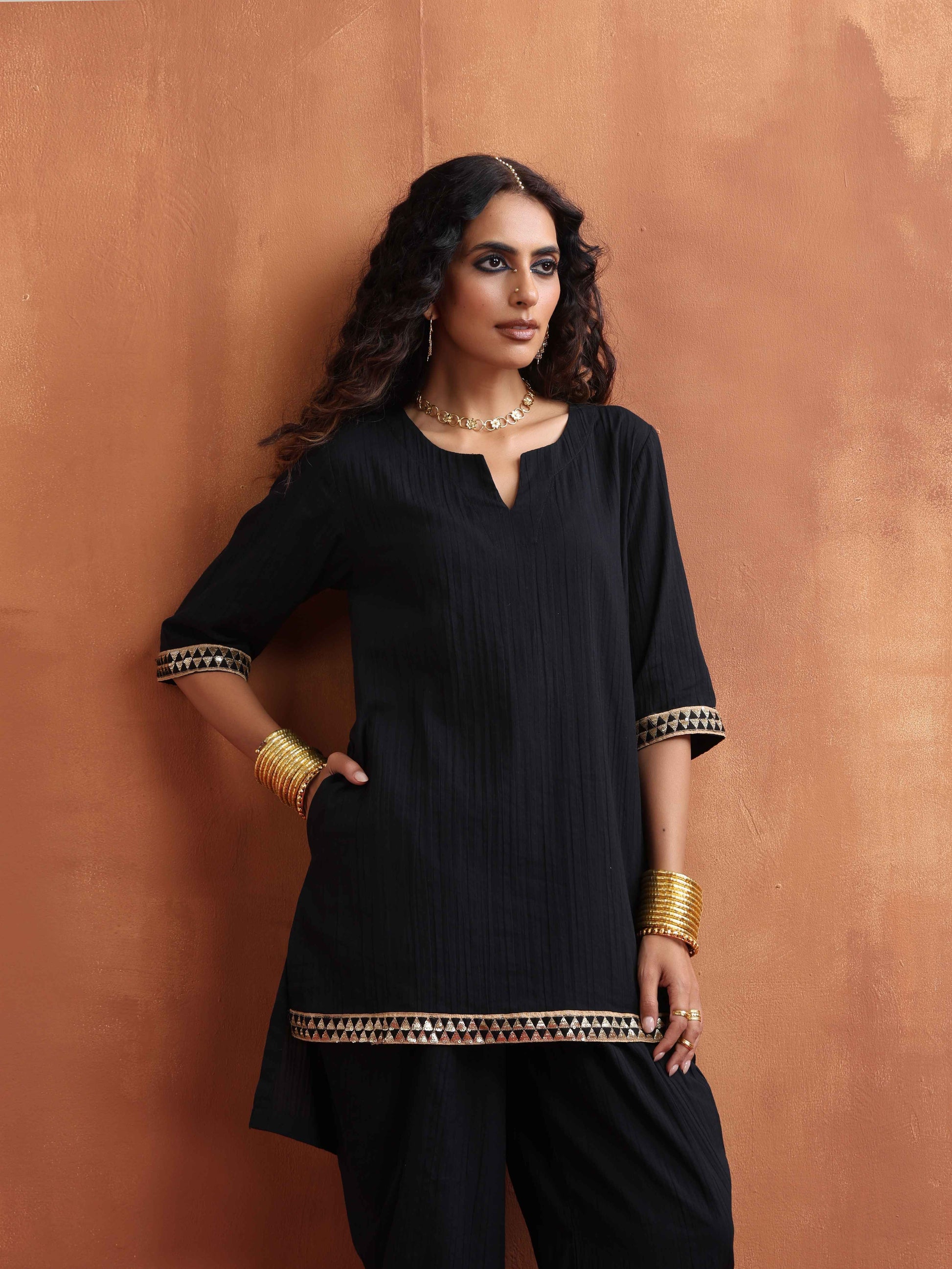 trueBrowns Black Cotton Co-ord Set - Swadesiicart