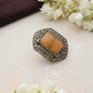 trueBrowns Silver Tone Yellow Stone Ring | Swadesiicart