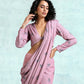 trueBrowns Light Mauve Printed Velvet Ready to Wear Saree | Swadesiicart