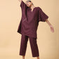 trueBrowns Cotton Linen Purple Boxy Fit Co-Ord Set - Swadesiicart