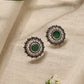 trueBrowns Silver Green Stud Earrings | Swadesiicart