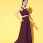 Ahalyaa Women Burgundy Top With Skirt & With Jacket | Swadesiicart