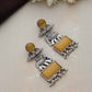trueBrowns Silver Tone Yellow Stone Earrings - Swadesiicart