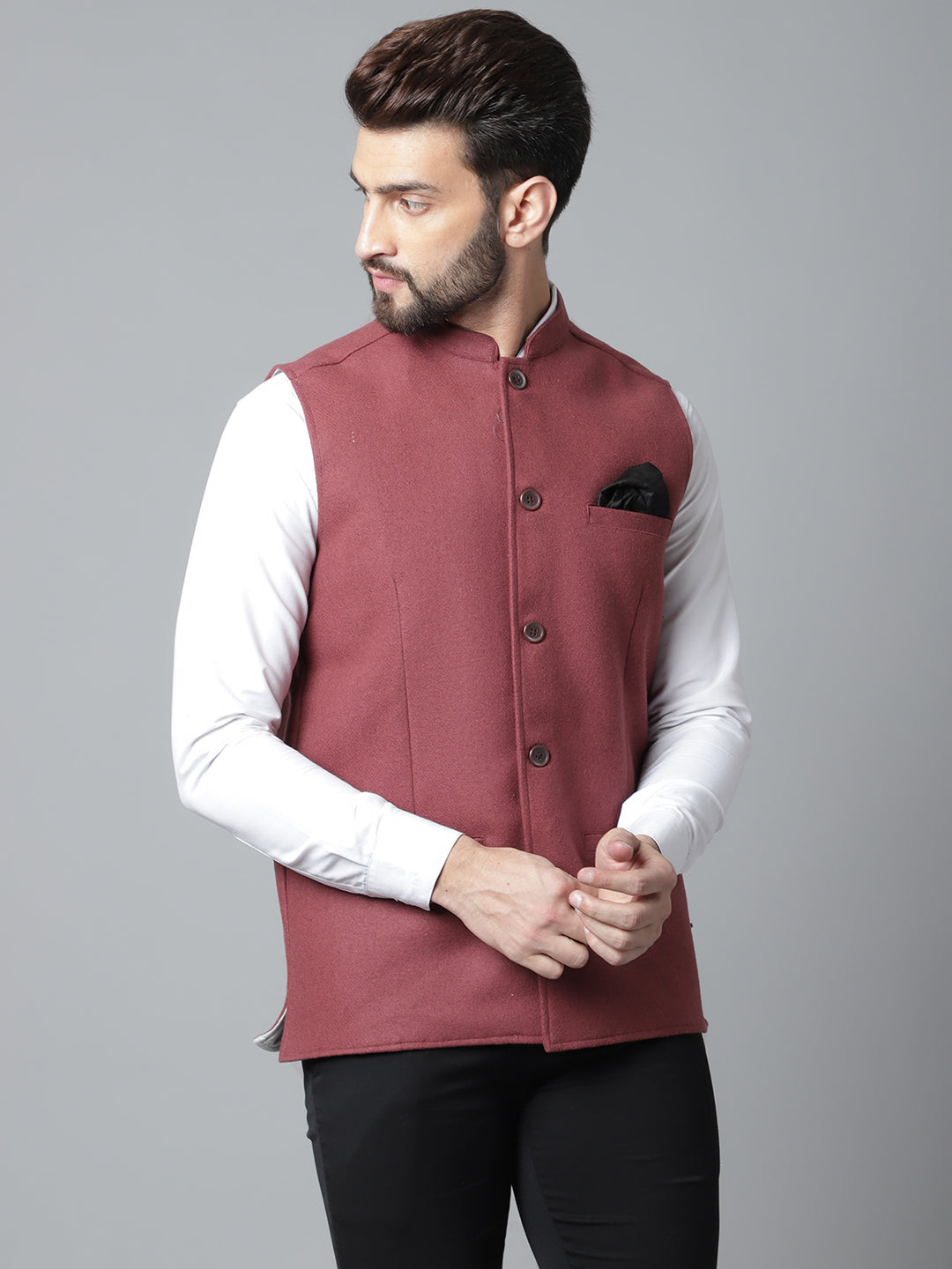Even Apparels Men's Brown Pure Wool Nehru Jacket | Swadesiicart