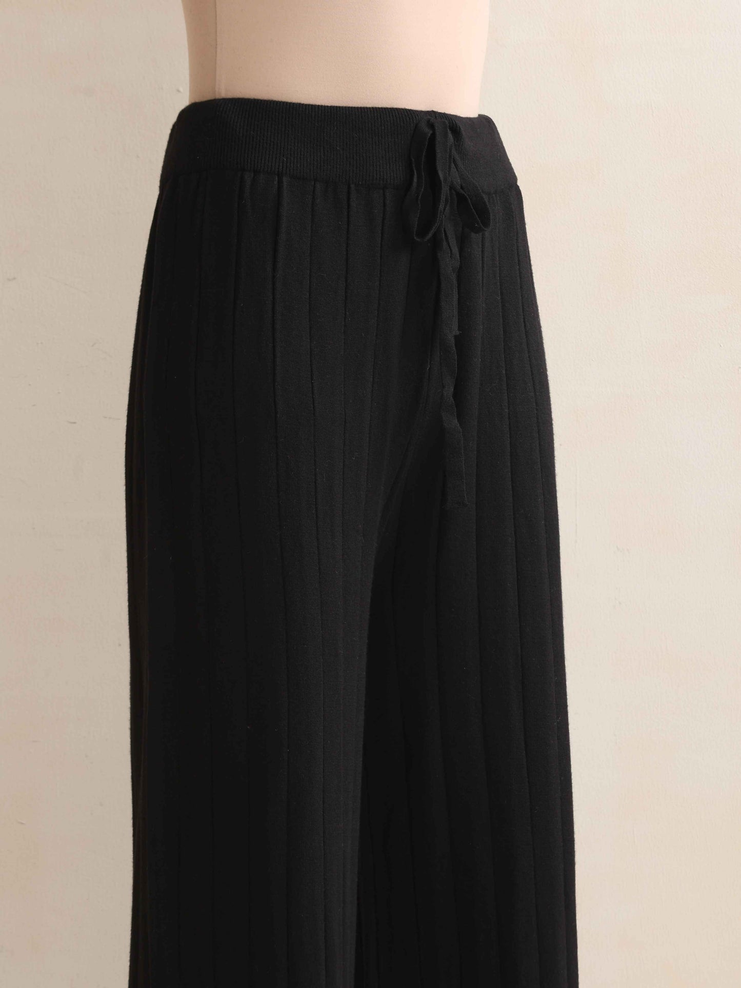 trueBrowns Black Woollen Flared Pants | Swadesiicart