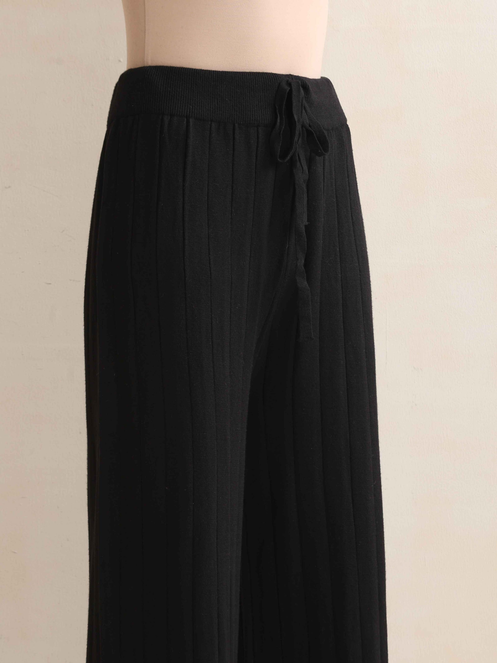 trueBrowns Black Woollen Flared Pants | Swadesiicart