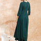 InWeave Women's Forest Green Chikankari Long Anarkali Kurta Sharara Set - Swadesiicart