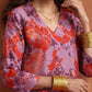 trueBrowns Purple Print Kurta Co-ord Set - Swadesiicart