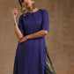 trueBrowns Spectrum Blue Gold Cotton High Slit Kurta Set | Swadesiicart