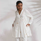 trueBrowns Off-White Cotton Embroidered A-line Co-ord Set - Swadesiicart