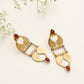 trueBrowns Brass Red Stone Paisley Earrings - Swadesiicart