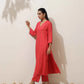 trueBrowns Coral Viscose Solid Kurta Pant Set | Swadesiicart