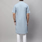Even Apparels Blue Pure Cotton Kurta With Band Collar | Swadesiicart