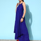 InWeave Women's Strappy Set Ink Blue With Green Floral Short Or Cape - Swadesiicart