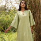 trueBrowns Green Cotton Embroidered Kurta Set | Swadesiicart