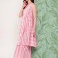 InWeave Women's Pink Kantha Striped Kurta Set - Swadesiicart