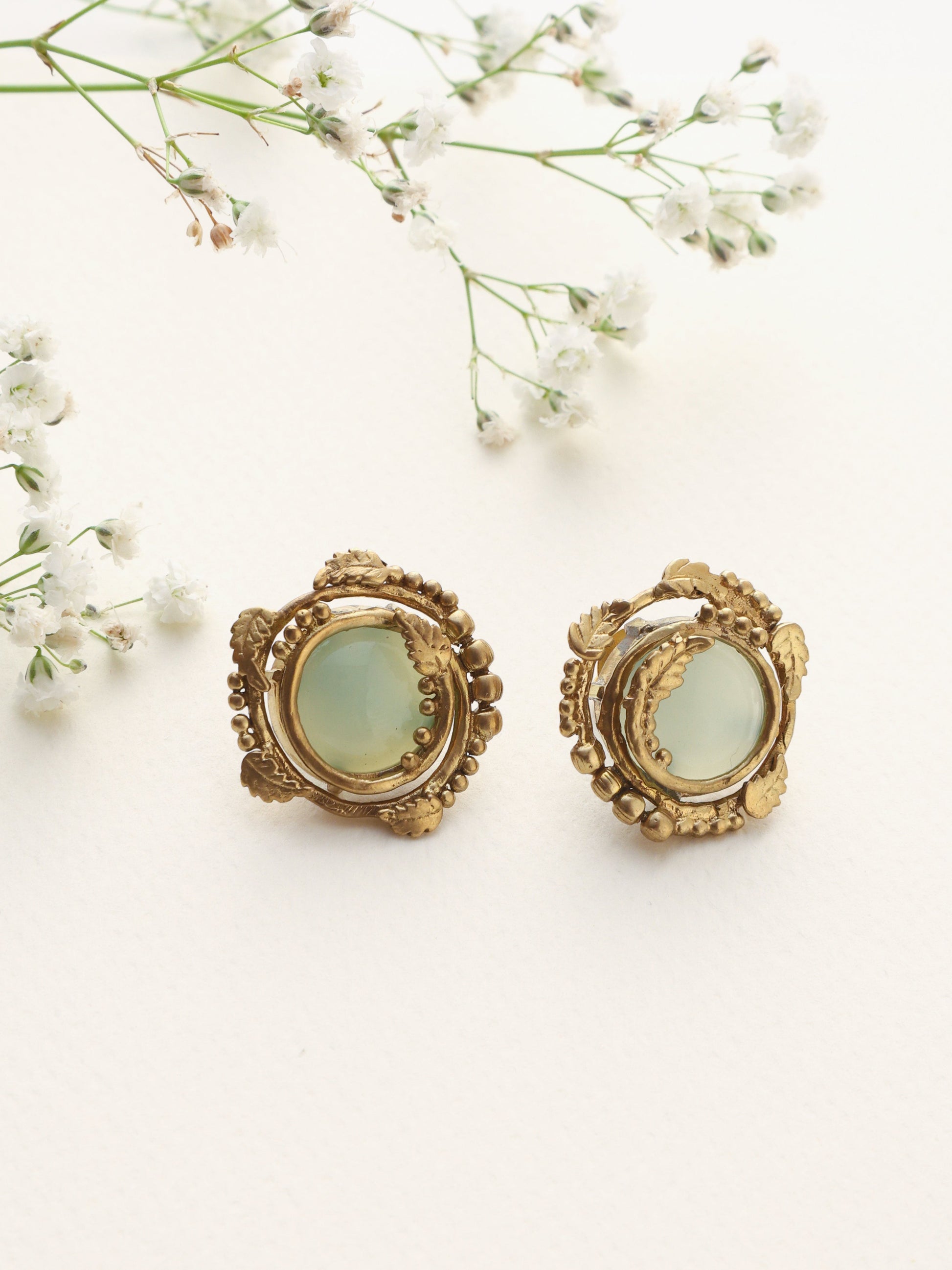 trueBrowns Brass Circular Stud Earrings - Swadesiicart