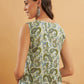 InWeave Sage Green Paisley Print W/U Top - Swadesiicart