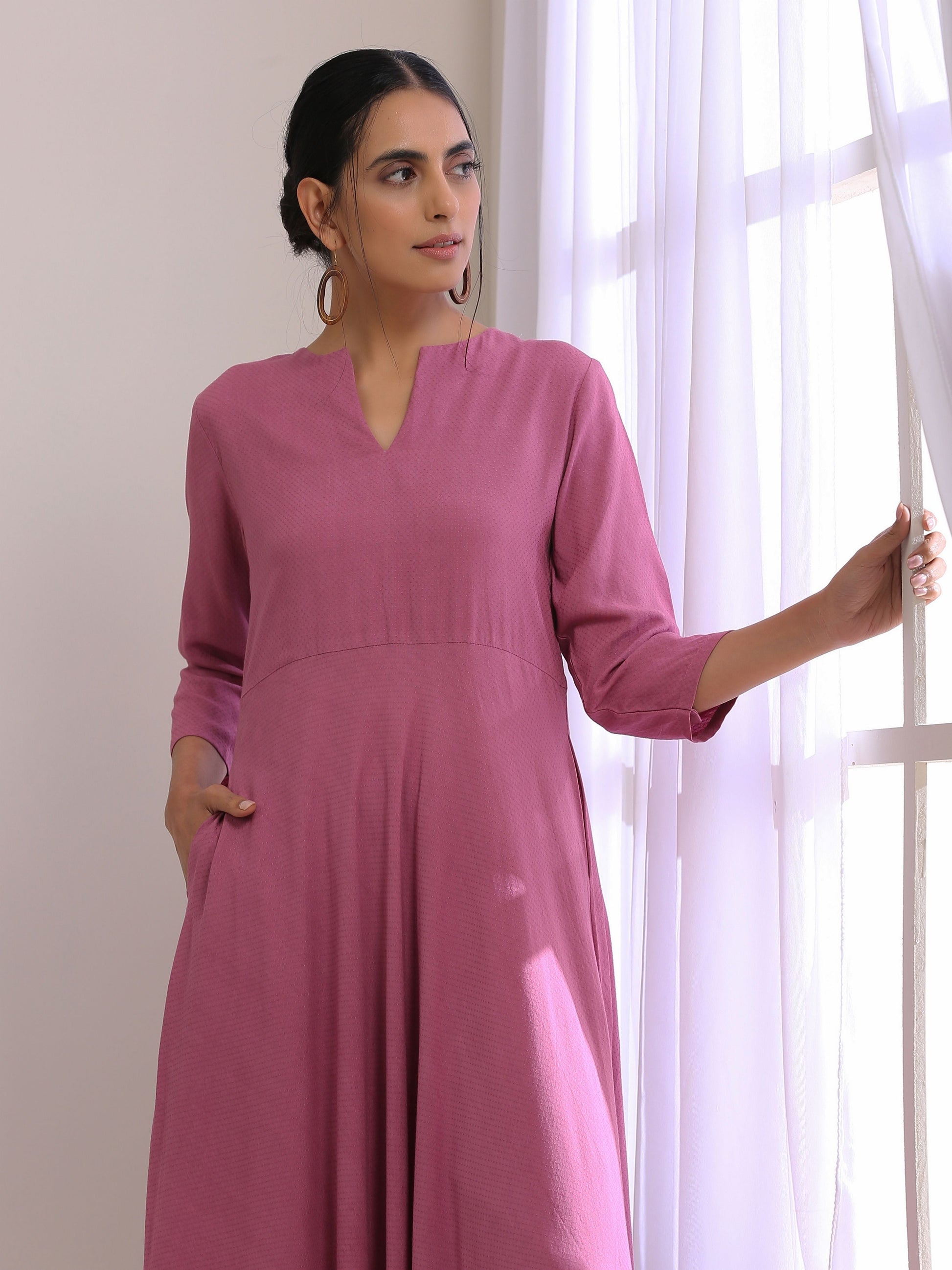 trueBrowns Onion Pink Dobby Anarkali Pant Set | Swadesiicart