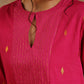 trueBrowns Pink Gold Cotton Yoke Kurta Set | Swadesiicart
