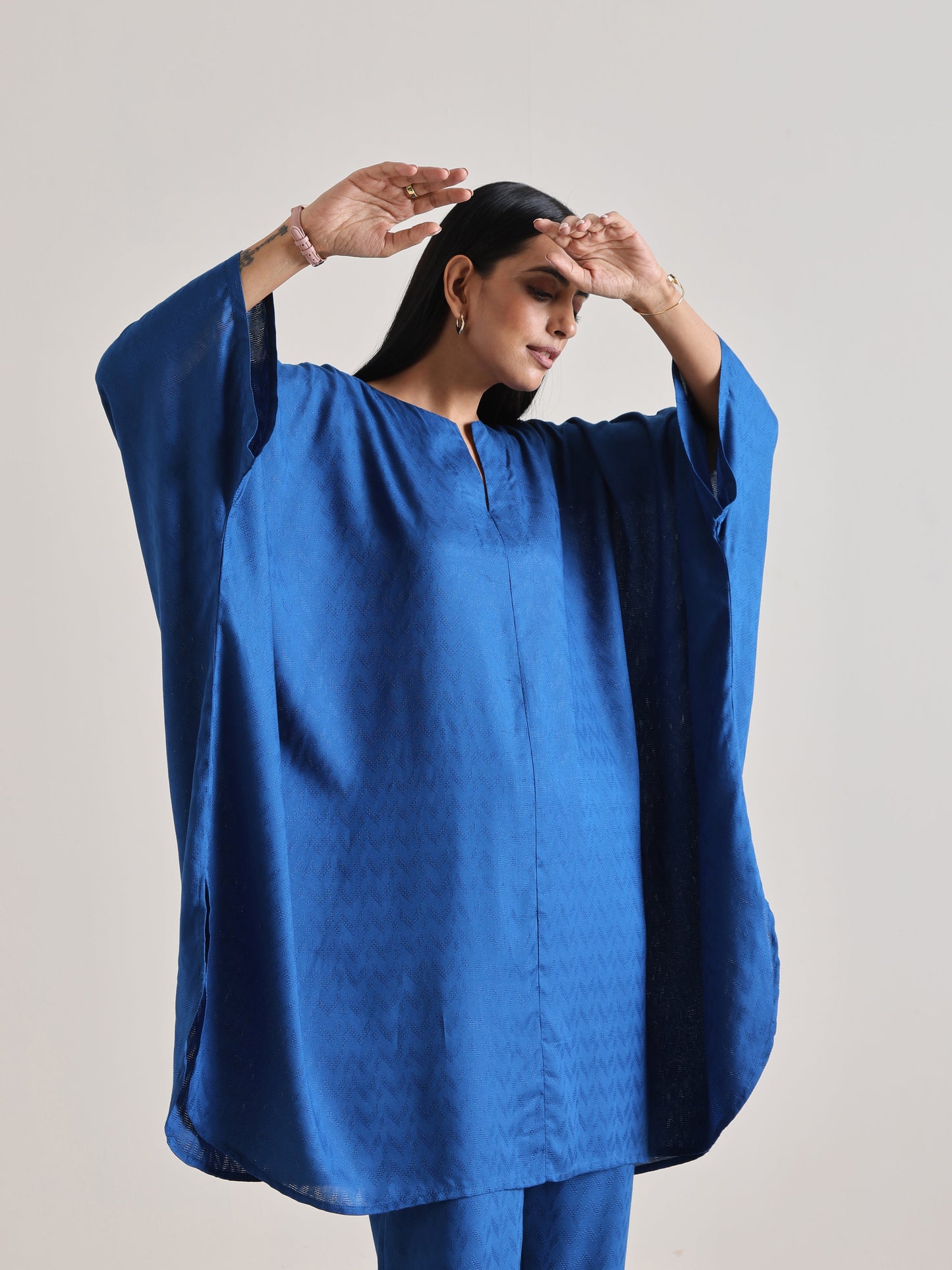 trueBrowns Ink Blue Oversized Round Co-Ord Set - Swadesiicart