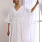 trueBrowns White Dobby Kaftan Dress | Swadesiicart