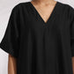 trueBrowns Black Cotton Schiffli Slit Dress | Swadesiicart