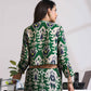 trueBrowns Green Muslin Ikat Shirt Blouse | Swadesiicart