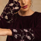 trueBrowns Wine Velvet Embroidered Kurta | Swadesiicart