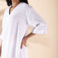 trueBrowns White Cotton Dobby V-Neck Co-ord Set - Swadesiicart