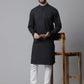Even Apparels Black Solid Kurta With Band Collar | Swadesiicart