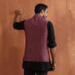 trueBrowns Men's Dark Purple Cotton Dobby Nehru Jacket | Swadesiicart