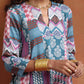 trueBrowns Blue Print Flared Anarkali Kurta Co-ord Set - Swadesiicart