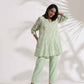 trueBrowns Green Cotton Floral Embroidered Co-ord Set - Swadesiicart