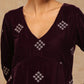 trueBrowns Wine Velvet Embroidered Co-ord Set - Swadesiicart