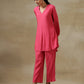 trueBrowns Pink Bandhani Printed Silk Gathered Sleeve Co-Ord Set - Swadesiicart