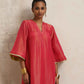 trueBrowns Hot Pink Tissue Flared Kurta Set | Swadesiicart