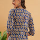 InWeave Women's Ink Blue Small Paisley Kalamkari Top - Swadesiicart