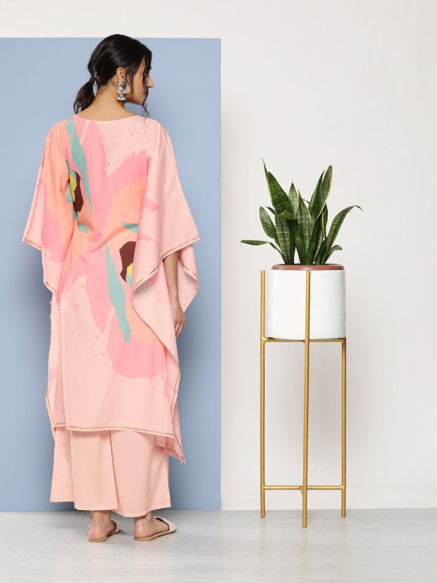 Ahalyaa Women Pink Printed Gotta Patti Kurta with Palazzos | Swadesiicart