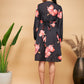 InWeave Women's Black Red Big Flower Belted Dress - Swadesiicart