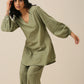 trueBrowns Sage Slub Textured Short Co-Ord Set - Swadesiicart