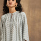 trueBrowns Grey Lehariya Printed Silk Co-Ord Set - Swadesiicart