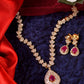 Saraf RS Jewellery Gold-Polished White & Red American Diamond Studded & Beaded Handcrafted Jewellery Set